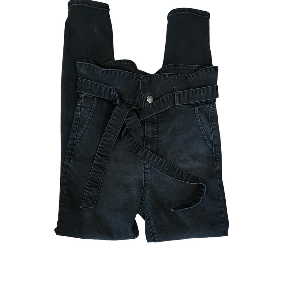 Disclosed Hi-Rise Belted Trendy Minimalist Black Skinny Jeans Size 03/26